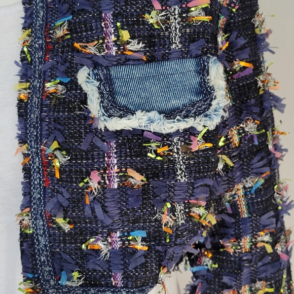 Gawqo Womans Sz. L Fringe Detail Cropped Jacket Lined Street Wear High Fashion - Picture 4 of 14